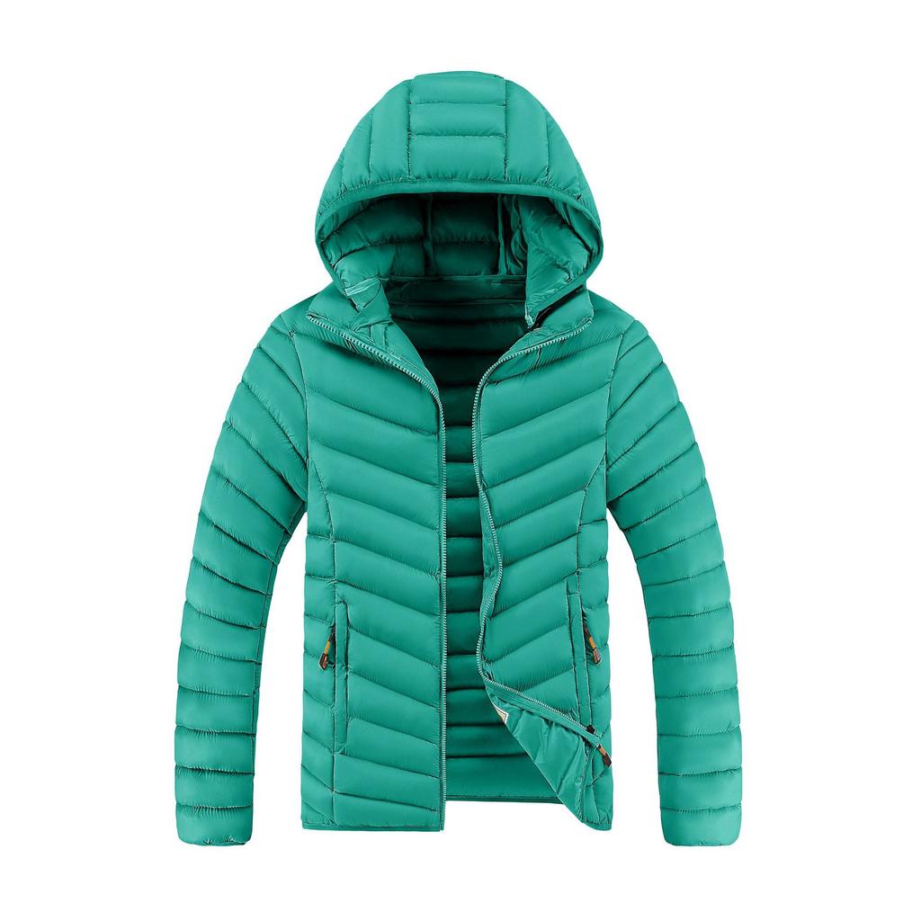 Uformell Herre Bomullsjakke Hette Vindtett Vinter Daglig