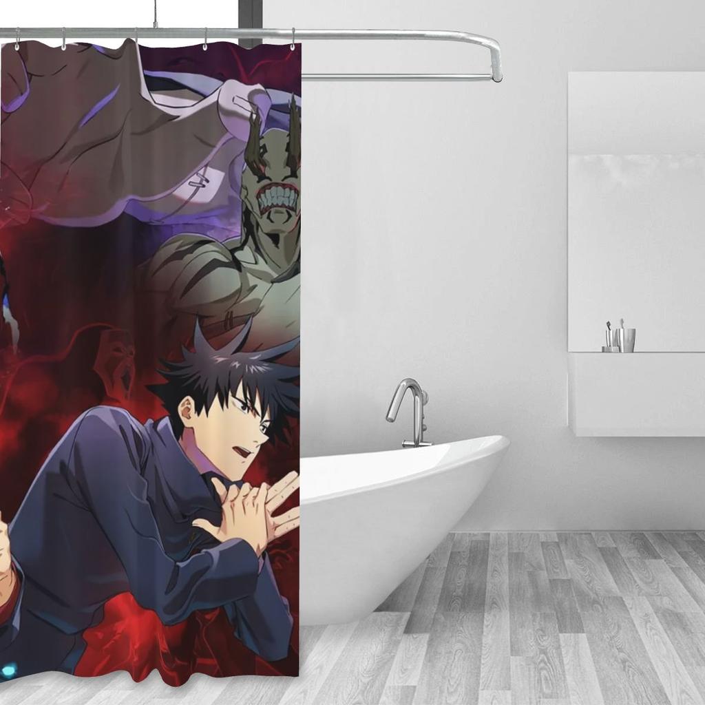 Megumi Besto Friendo Jujutsu Kaisen Sukuna Anime Shower Curtain Bathroom Polyester Waterproof Bath Curtains With Hooks