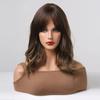 Synthetic Natural Wavy Wigs with Bangs Blonde Brown Wigs for Women Cosplay Party Use Heat Resistant Fiber Hair Wig