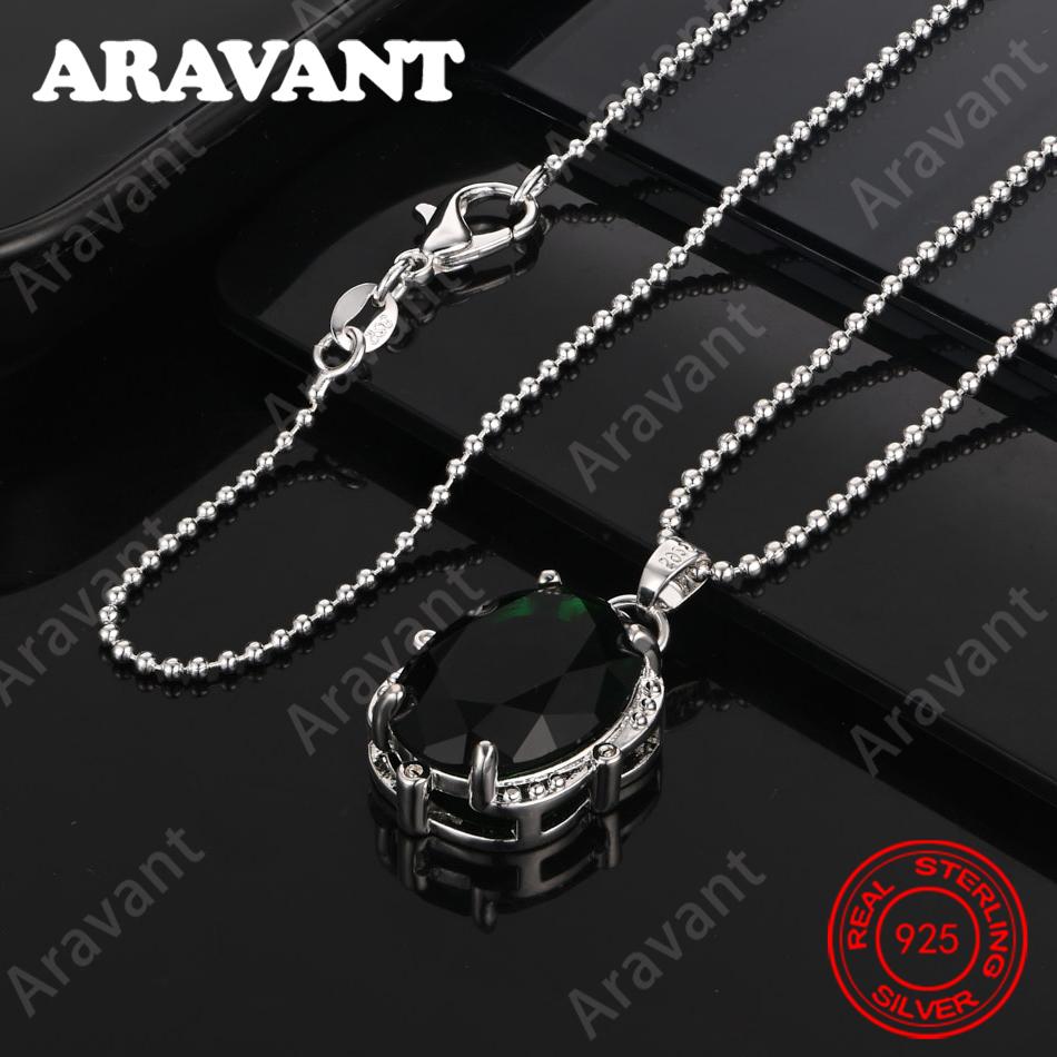 Copper Round Green Zircon Pendant Necklace Women'S Commuting Accessories Christmas Gift Jewelry