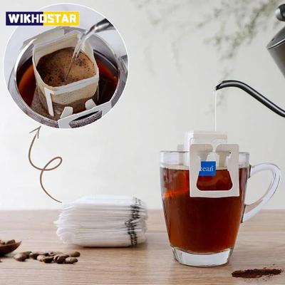 50/100 STK Kaffeefilter Tragbare Hängeohr-Einweg-Kaffeefiltertüten Papiertüte Kaffeezubereitungsfilter Umweltfreundlich