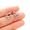 Punk Style Cartoon Hollow Out Ear Studs Cute Design Small Jewelry Minimalist Cat Earrings  Unisex