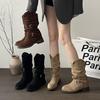 Retro belt buckle Martin boots women's new autumn versatile inner height increase western thick heel medium tube stack short boots