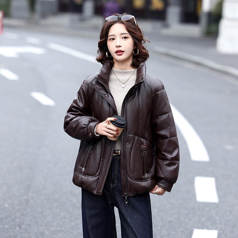 Plus size down jacket women's short high stand-up collar winter new white duck down jacket loose thick top