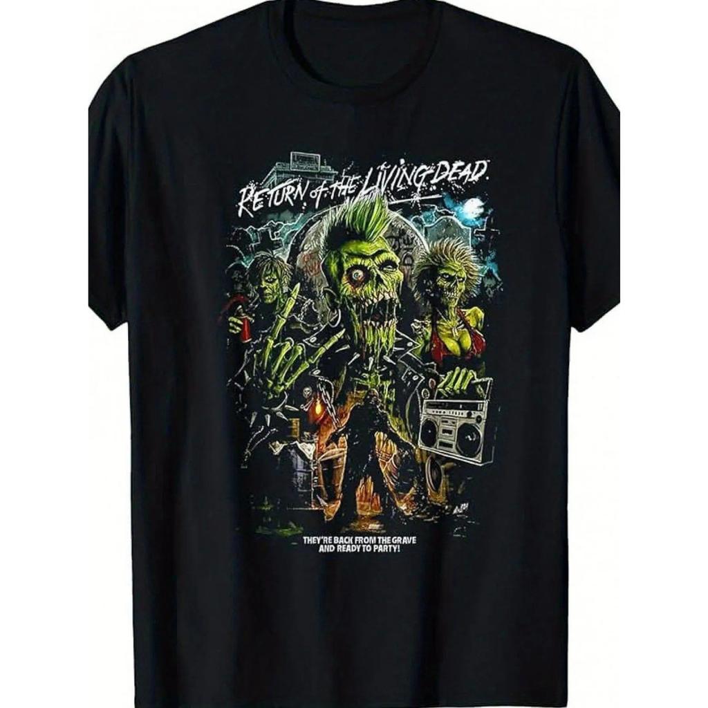 Men's Resurrection Dead Body Horror Pattern T-shirt - Suitable for Horror Fans, Music Enthusiasts, Band T-shirts