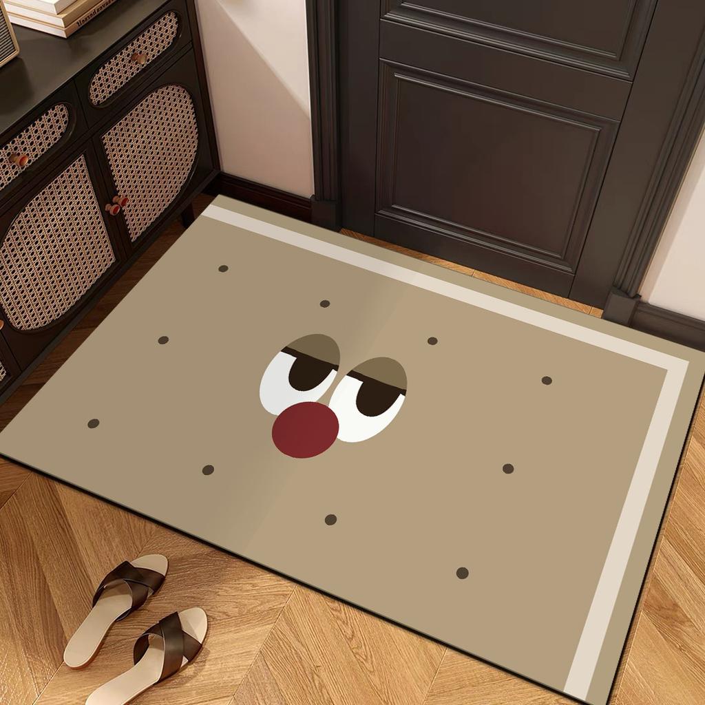 Cute Cartoon Cookie Face Doormat Enjoy Sweet Treat Print NonSlip Entry Mat for Kitchen Bathroom Front Door Home Decor