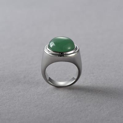 Módní Retro Prémiový Kov Pokovený Mědí Platina Vložená Zelený Dongling Prsten Trendy Niche Design Temperament Personalizovaný Prsten