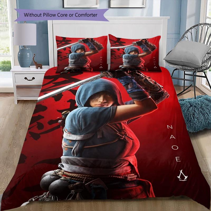 Triangolo Dorato AC Simbolo Biancheria da Letto Copripiumino Set Morbido Tessuto Microfibra Serie Assassin's Creed Multipli Motivi Biancheria da Letto Per Appassionati di Videogiochi