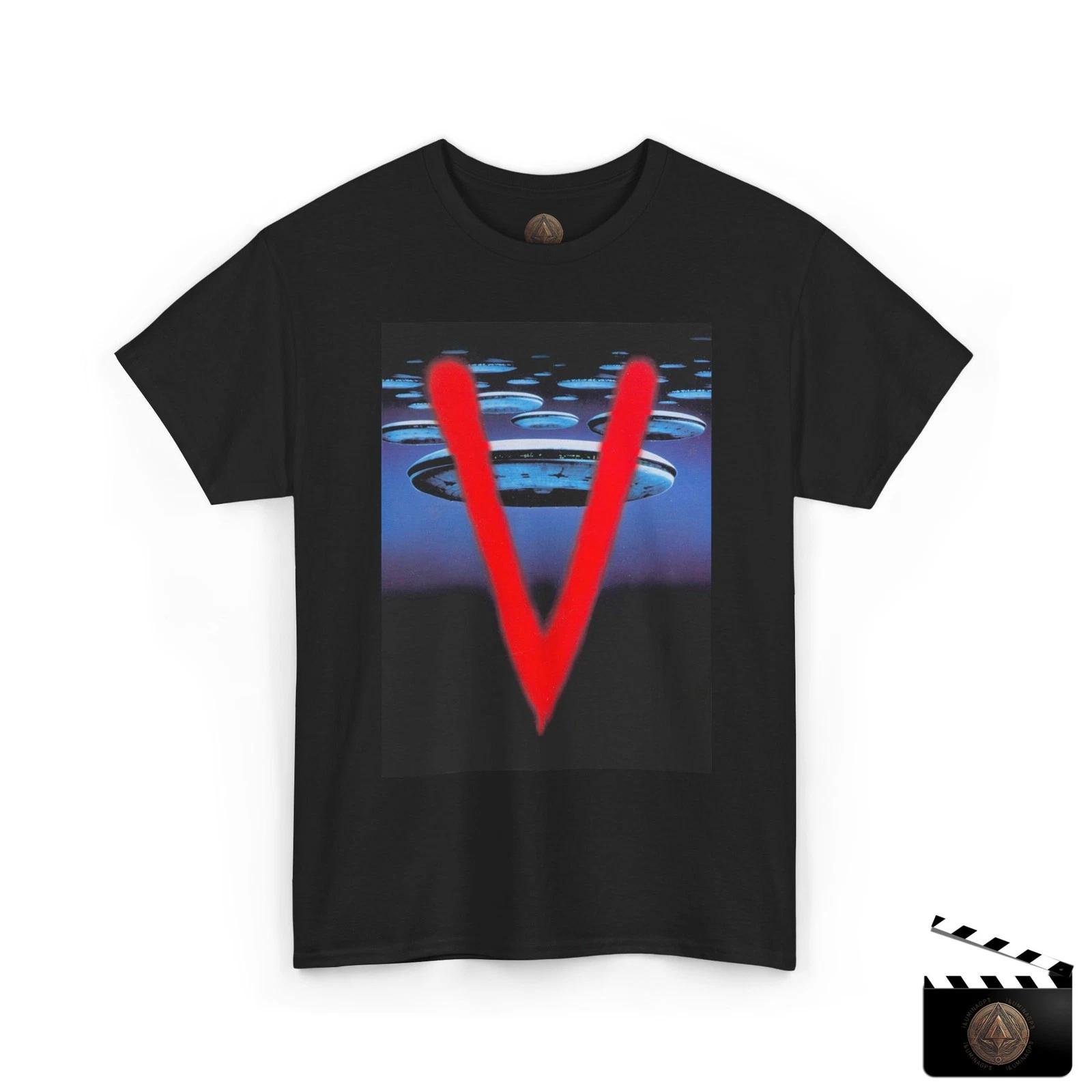 

V UFO T shirt For Men & Women, Retro Visitors TV Show Tee, 80s Collectible Shirt 3XL