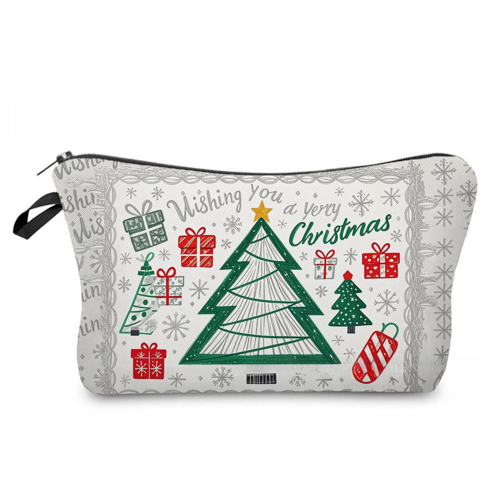 Women Santa Claus Print Cosmetic Bag Toiletries Organize Travel Storage Case 6866 KTB