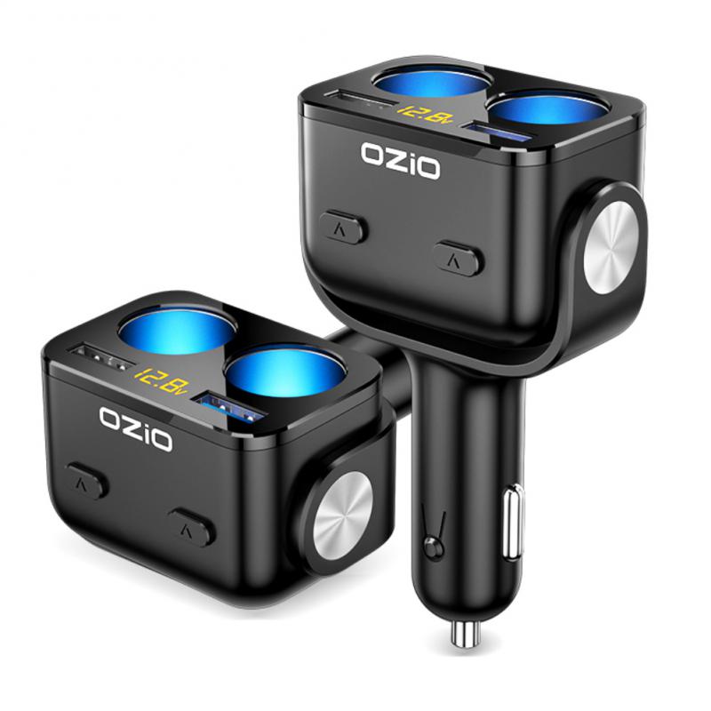 6.5A QC 3.0 Car Charger 90W Dual USB Quick Charging 180°rotation Cigarette Lighter Socket Power Adapter With Line Car Accessory