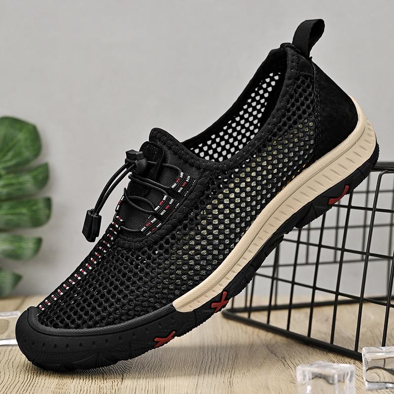 Spring Summer Men Lofer Shoes Breathable Formal Mesh Flats Light Soft Man Sneakers Outdoor Hollow Out Treking Footwear Sandals