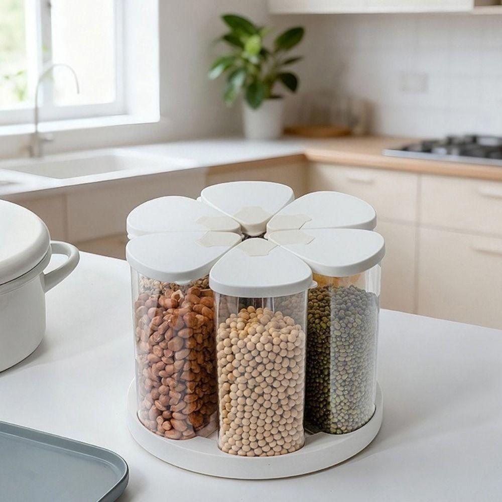 6 Pieces Food-Grade Rotating Grain Dispenser Moisture-Proof Rotating Rice Container  Home Use