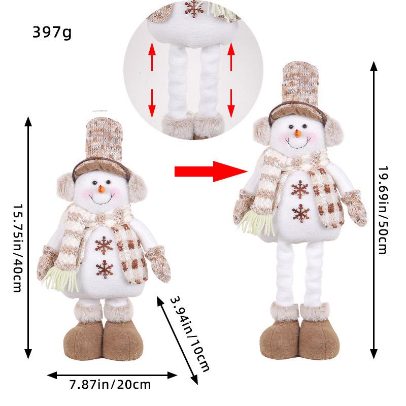Christmas Snowman Telescopic Doll with Knitted Earmuffs & Reindeer - Desktop & Window Decoration Ornament