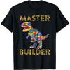 Master Builder Building Blocks Bricks T-Rex Dinosaur T-Shirt