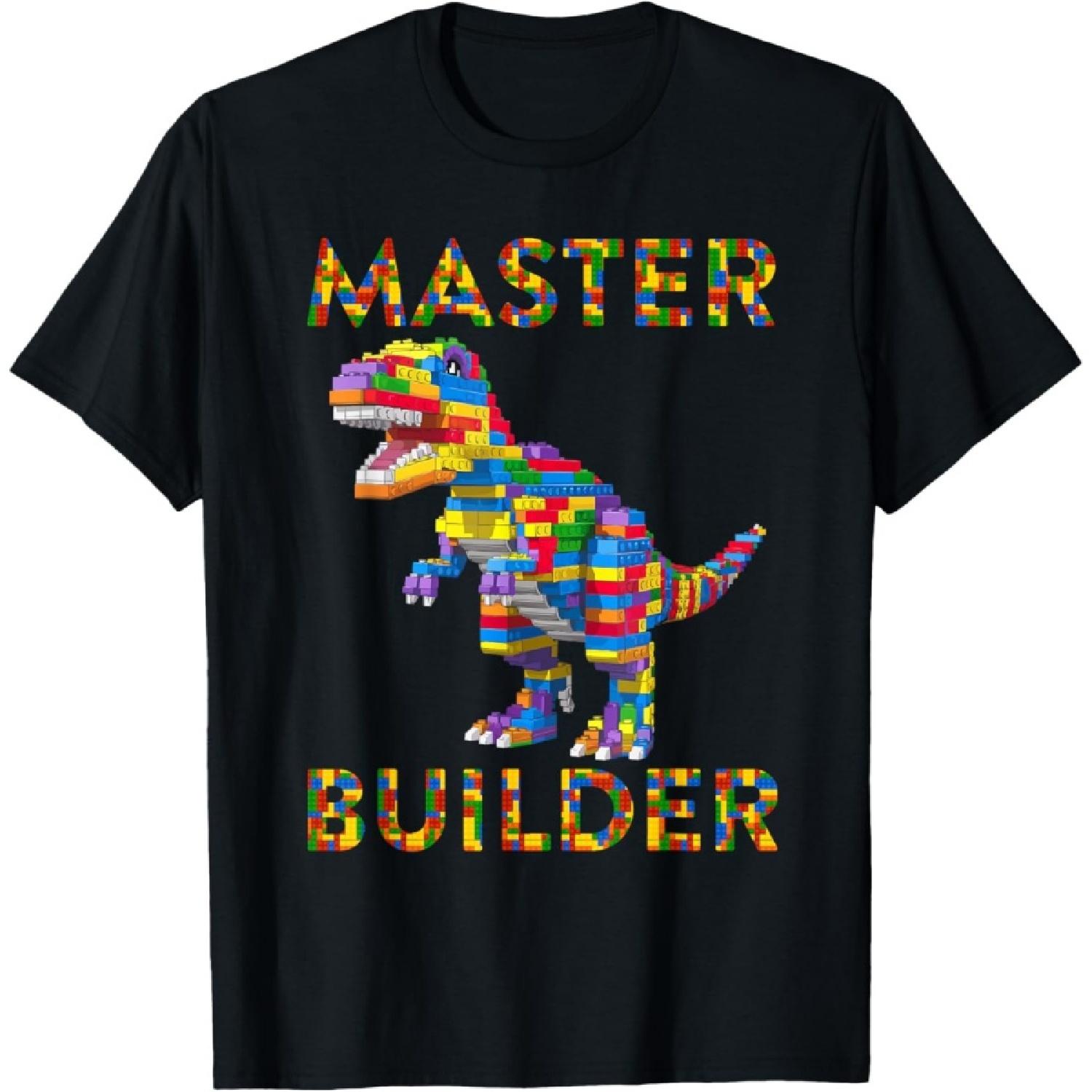 

Майстер Будівник Конструктор Цеглинки Цеглини Т-Рекс Динозавр Футболка XXXXXL чорний