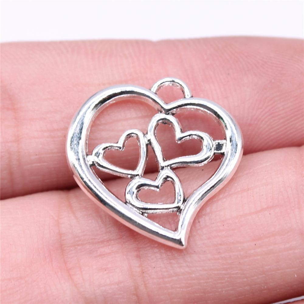 20pcs Hearts Charms Antique Silver Color Small Heart Charms Jewelry DIY Heart Charms For Bracelet Making