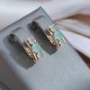Klassischer englischer Damen-Ohrring, Kinel-Smaragd-Zirkon-Roségold-Farbschmuck
