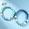 Dopamine Color Beaded Wristband Obsidian Stone Bracelet for Men Women, Colorful Rock Beads Unisex Fashion Stackable Stretch Bracelet, Aromatherapy