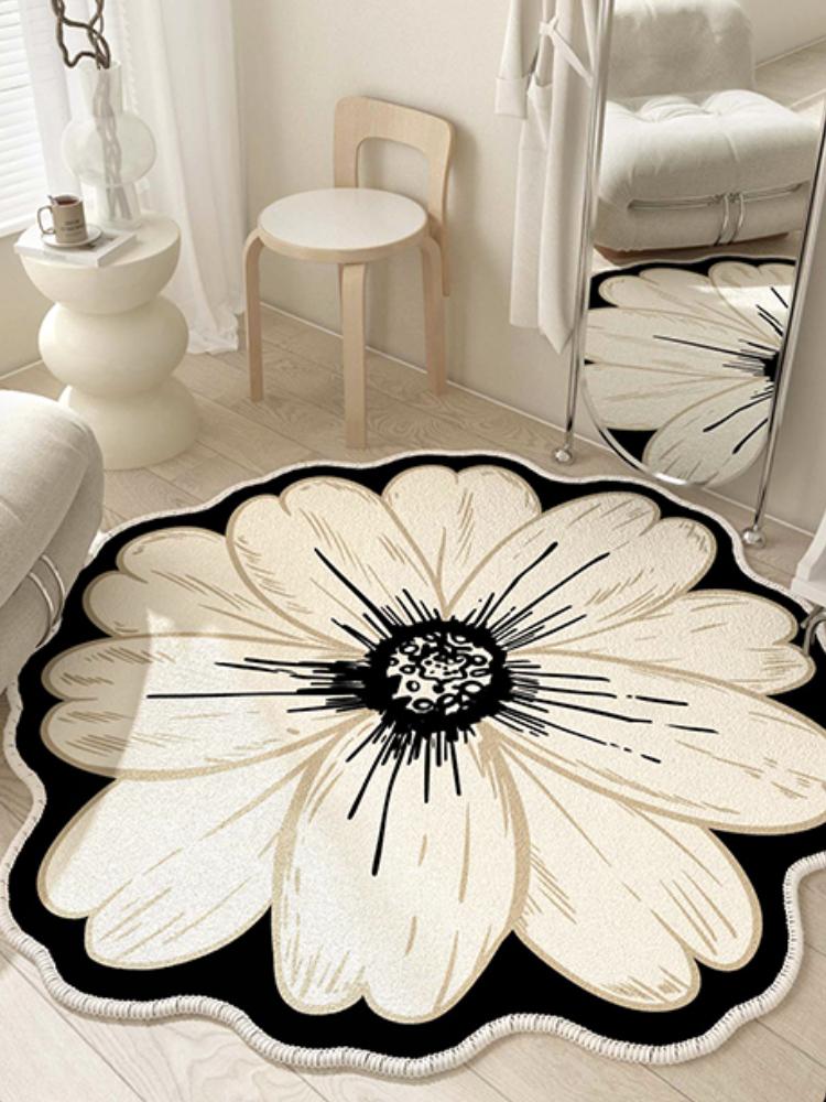 Französische Stil Wohnzimmer Dekoration Blumen Teppich Leichter Luxus Spiegel Bodenmatte Mädchenhafter Teppich für Schlafzimmer Zuhause Unregelmäßige Form Teppich