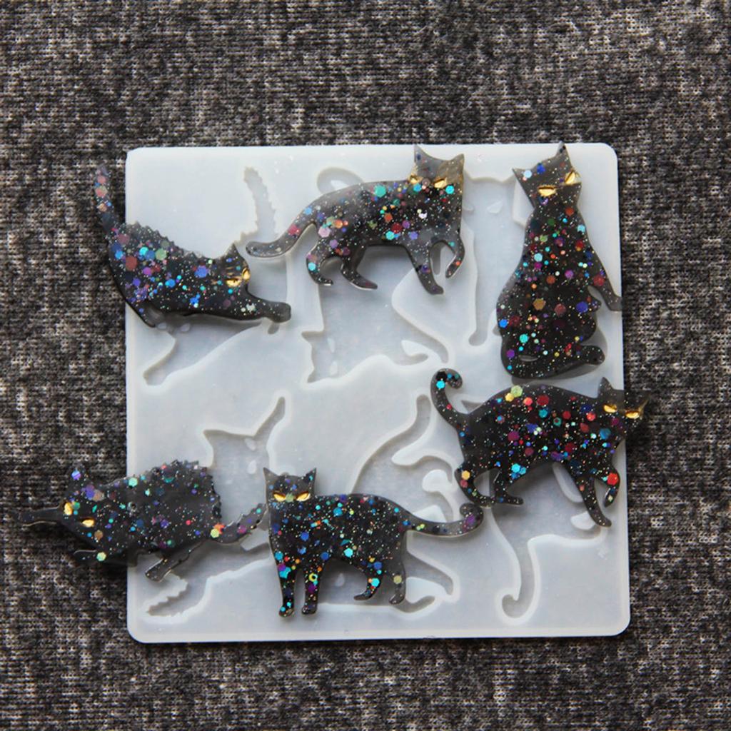 DIY Crystal Cat Silicone Mold Personalized Cat Pendants Resin Mold for Jewelry Making Animal Shape Epoxy Mould Women