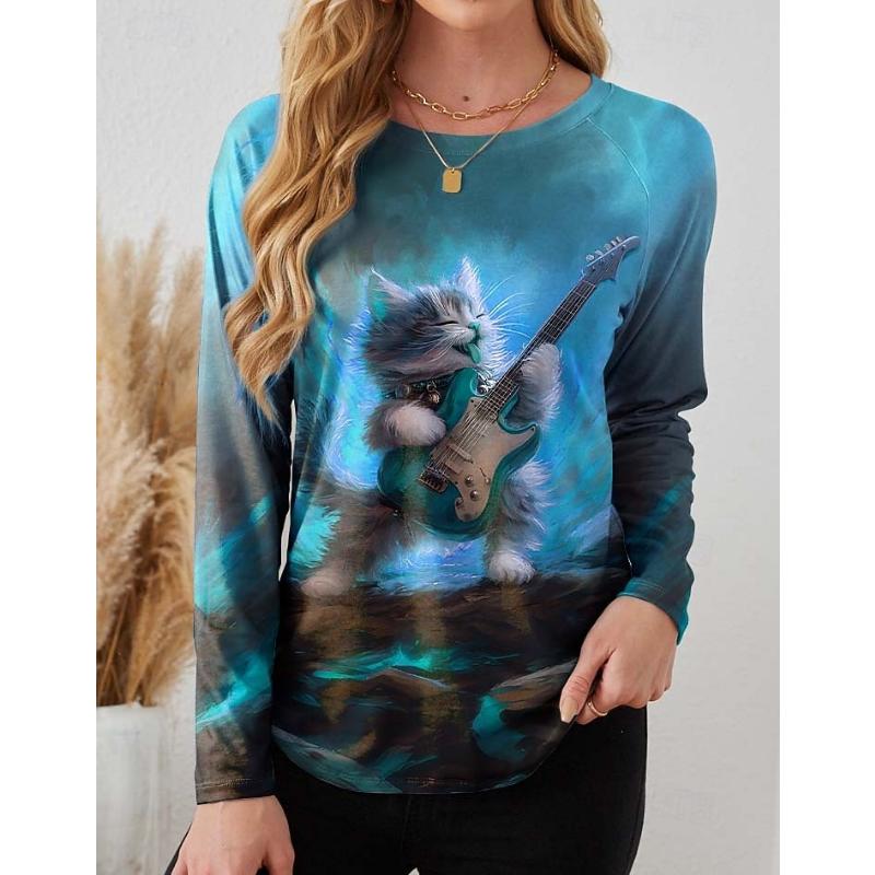 

Женская футболка Сердце Клетчатая Повседневная С длинным рукавом Круглый вырез Длинные топы Ежедневный принт Желтый Красный Синий Розовый Летний Весенний 2XL