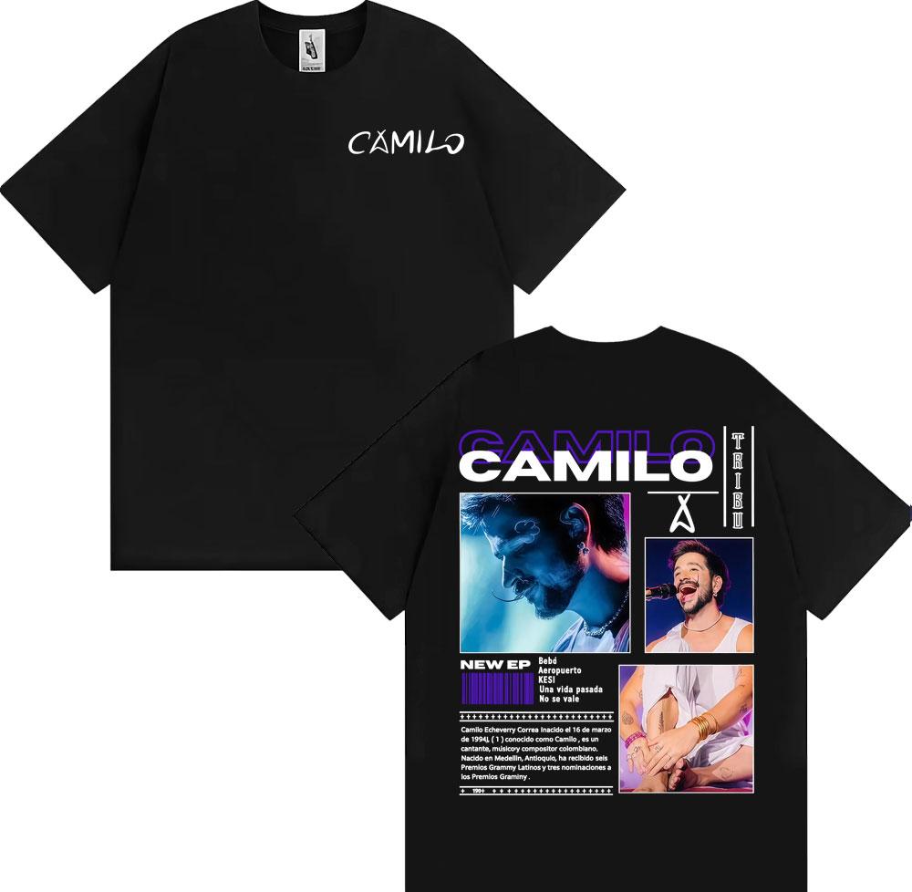 2025summer Singer Camilo Tribu Album Tour Graphic Tshirt Male Harajuku 90 S Retro Gothic Tshirt 100 Cotton Oversized Tshirt