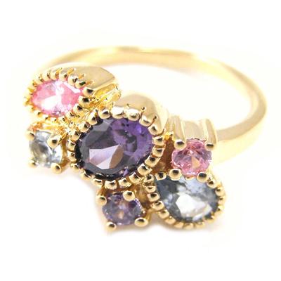 Purple Pink Blue Gold Plated 'Merveilles' Ring