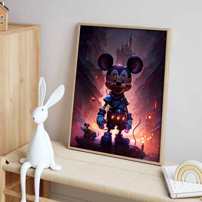Disney Diamond Painting Mickey Mouse Dark Adventure Style Illustration Wall Decoration Full Diamond Cross Stitch DIY Gift Home Decoration