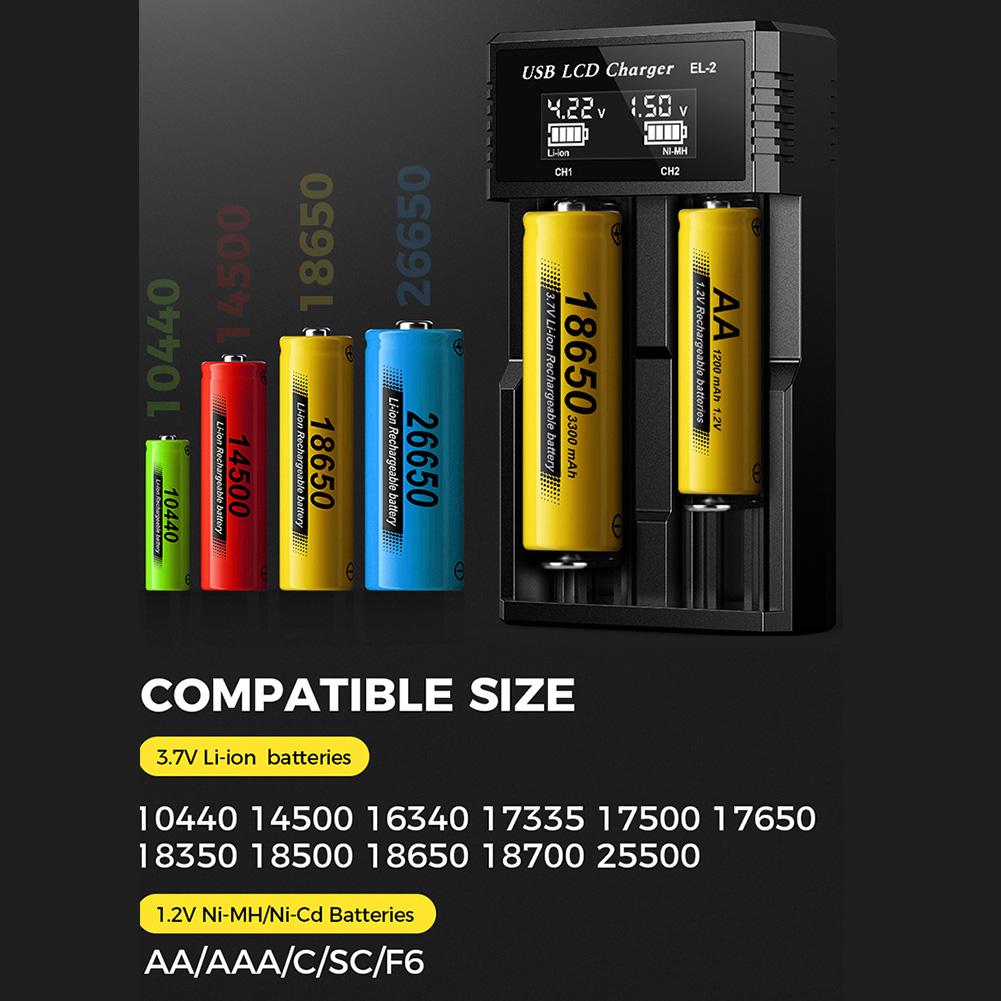 USB LCD baterie Chytrá nabíječka 1/2 sloty Duální pro 18650 3,7V dobíjecí lithiovou baterii Pro 1,2V NI-MH AA / AAA baterii