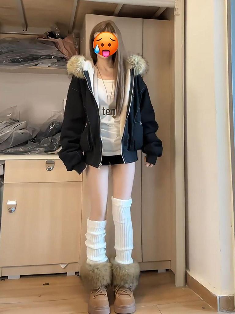 Women's 2025 Korean Style Fleece-Lined Thickened Parka - Cotton-Padded Winter Jacket