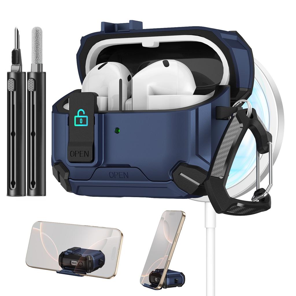 Phone Stand Case for Samsung Galaxy Buds 3/3Pro Secure Lock Case with MagSafe Protective Case with Cleaner Kit For Galaxy Buds 3