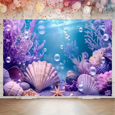 Unterwasser lebendiger Ozean Seestern Muschel Banner Kulisse Stoff Kindergeburtstagsparty Dekoration Fotostudio Kulisse