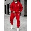 Mens Winter Hooded Sweatshirt Pants Set With Animal Paw Print Sporty Casual Streetwear