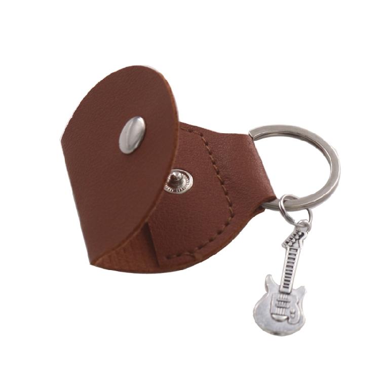 PU Leather Guitar Pick Holder Keychain Pick Cover Pouches Portable Plectrums Bag