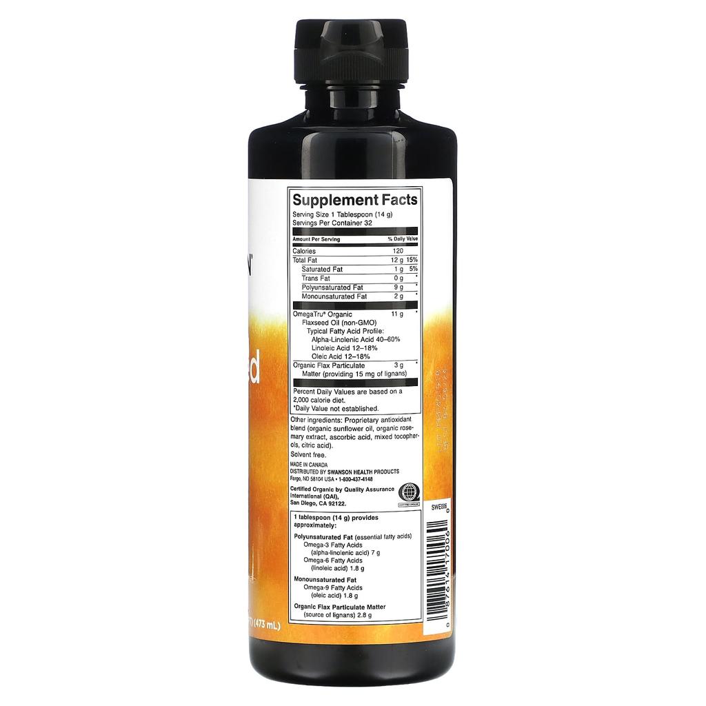 Linfrøolje, 473 ml(16 fl oz)