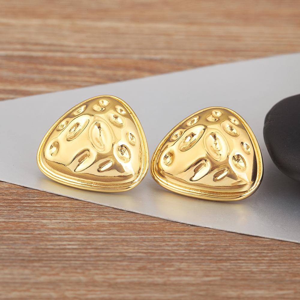 

Nidin New Arrival Triangle/Oval Shape Irregular Geometric Charm Earrings For Women Punk Style Copper Ear Jewelry Creative Gifts