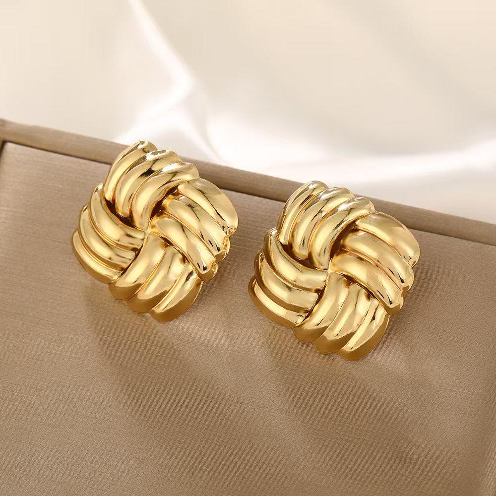 Europäisch-Amerikanische Geometrische Twist Kreis Ohrringe – Stilvoll, Mehrschichtig und Vielseitig