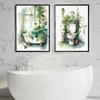 Watercolor Green Botanical Bathroom Bathtub Toilet Poster Print Canvas Painting Wall Art Picture for WC Bathroom Home Decor
