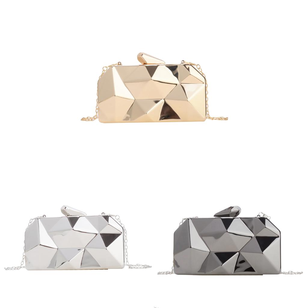 Acryl Mini Box Clutch Met Ketting Zilver Elegante Avondtas Voor Dagelijks Gebruik