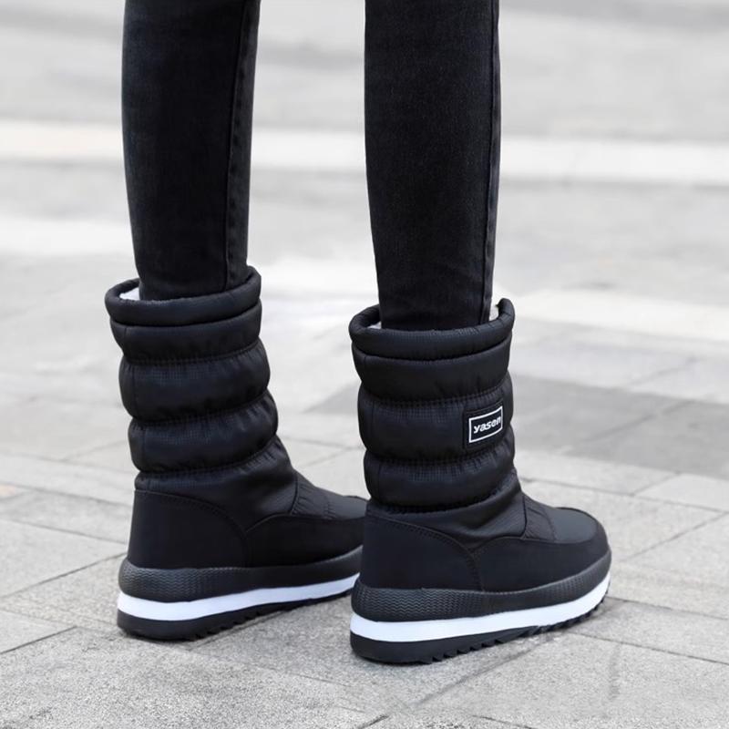 Winter Snow Boots Women's Velvet Thick Soled Warm Shoes Outdoor Waterproof Non Slip Mid Tube Boot