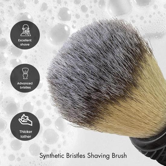 Pink Woolf Shaving Brush for Men Soft - Handcrafted Synthetic Bristles | SPIRAL BLACK HANDLE| Gift for Men | Make Thick Lather