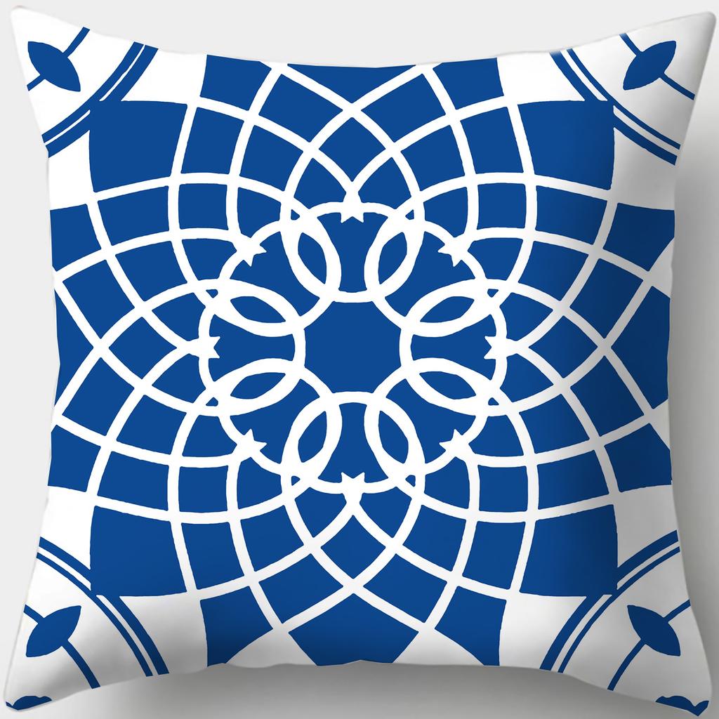 Home Decor Stylish Blue and White Patterned Pillow Covers Pattern Cushion Cover Suitable for Sofa Bedroom Car Pillow Cover