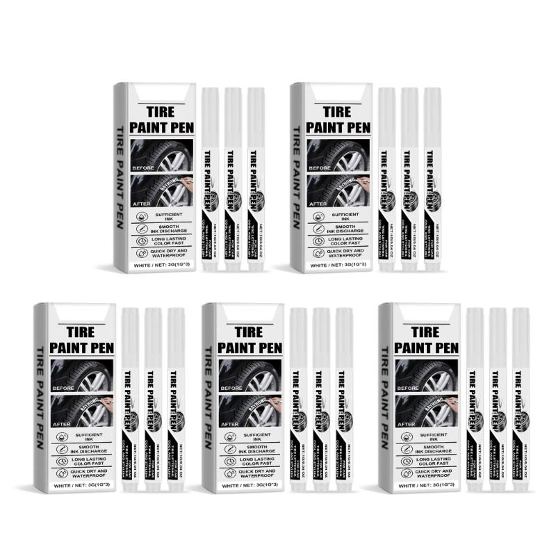 15 ks Bílý lak na pneumatiky Pero Voděodolné Značkovací pero na pneumatiky Bílé pero Rychleschnoucí Pro opravu škrábanců na pneumatikách automobilů