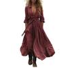 Women Vintage Bohemian Long Sleeve Long Casual Maxi Dress