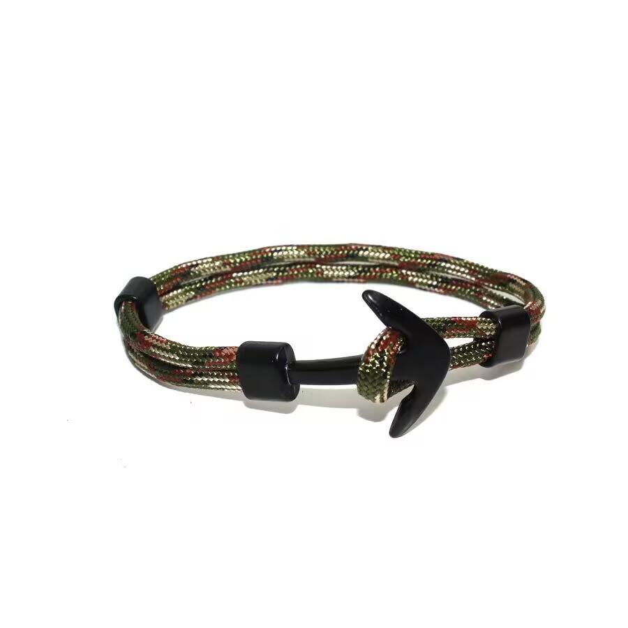 New Fashion Woven Multilayer Black Anchor Bracelets Men Hope Anchor Bracelet Pulsera Navy Hand Lucky Survival Leather