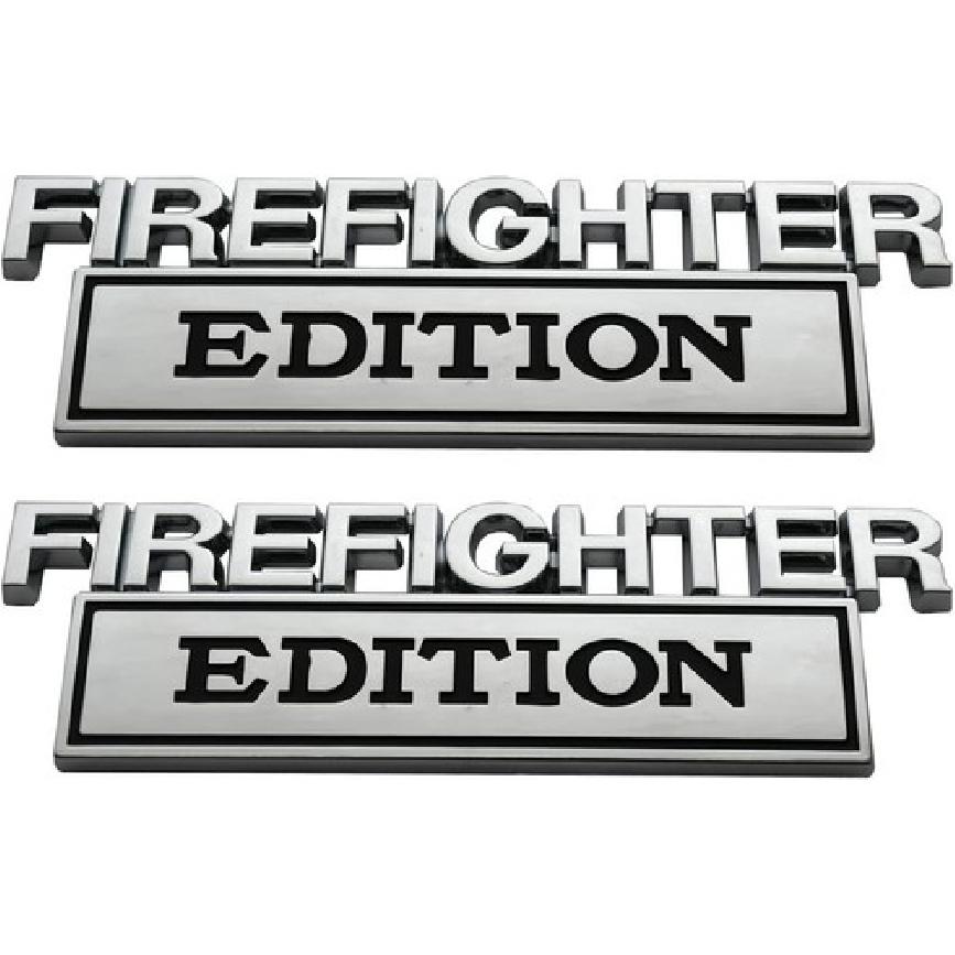 2pcs Big Size Firefighter Edition Emblem for Truck Car Truck Motorcycle Chrome