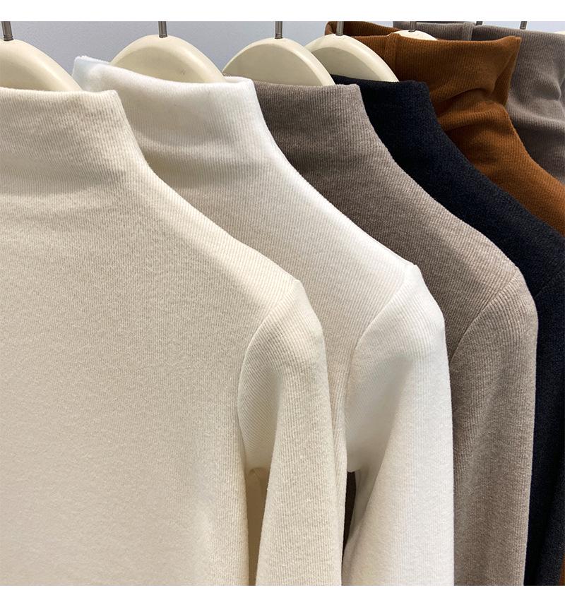 Women's Slim Fit German Velvet Turtleneck Long Sleeve Top - Fall/Winter, Figure-Flattering, Ins Style