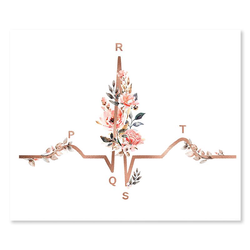 Flower Anatomy Canvas Painting Heart Lungs Skull Organ Poster Stethoscope Wall Art Printed Picture Medical Education Decoration