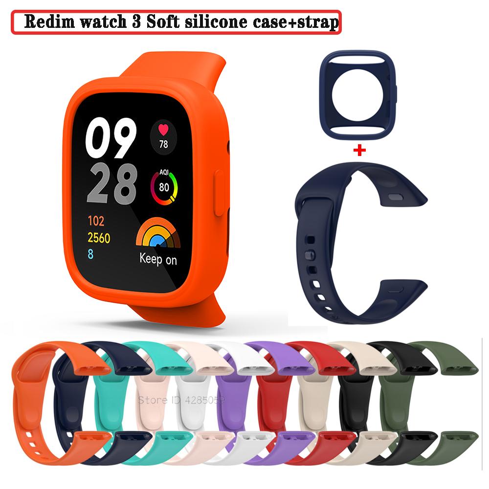 Silicone Strap+Protective Cover for Redmi Watch 3 Replacement Wrist Strap Bumper for Xiaomi Mi Watch Lite3 Wristband Bracelet